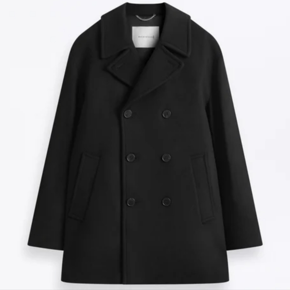 Macintosh UK Black Dalton Wool Peacoat 42 Double-Breasted Coat